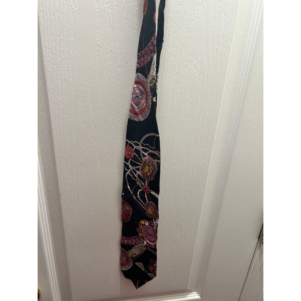 Vintage Havana Fashion Baroque Chain Medallion Viscose Tie Made England